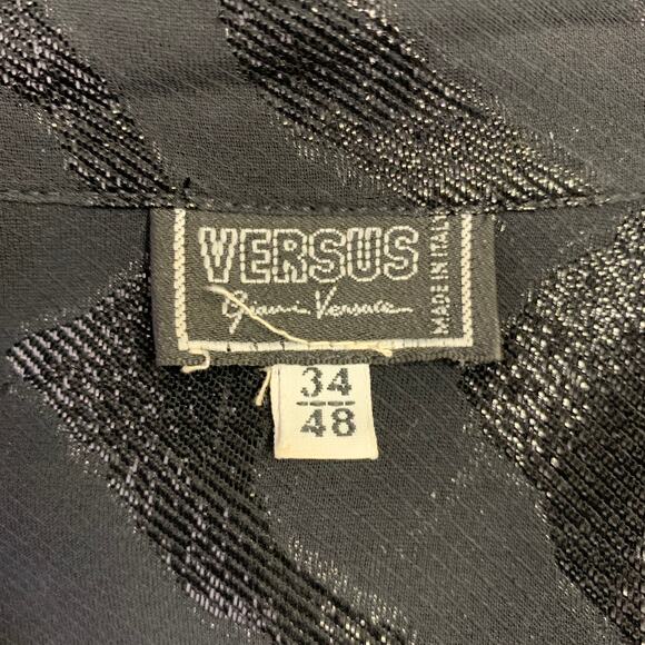 VERSUS by GIANNI VERSACE Size 34 Black Shimmery Marble Long Sleeve Shirt - Picture 4 of 4